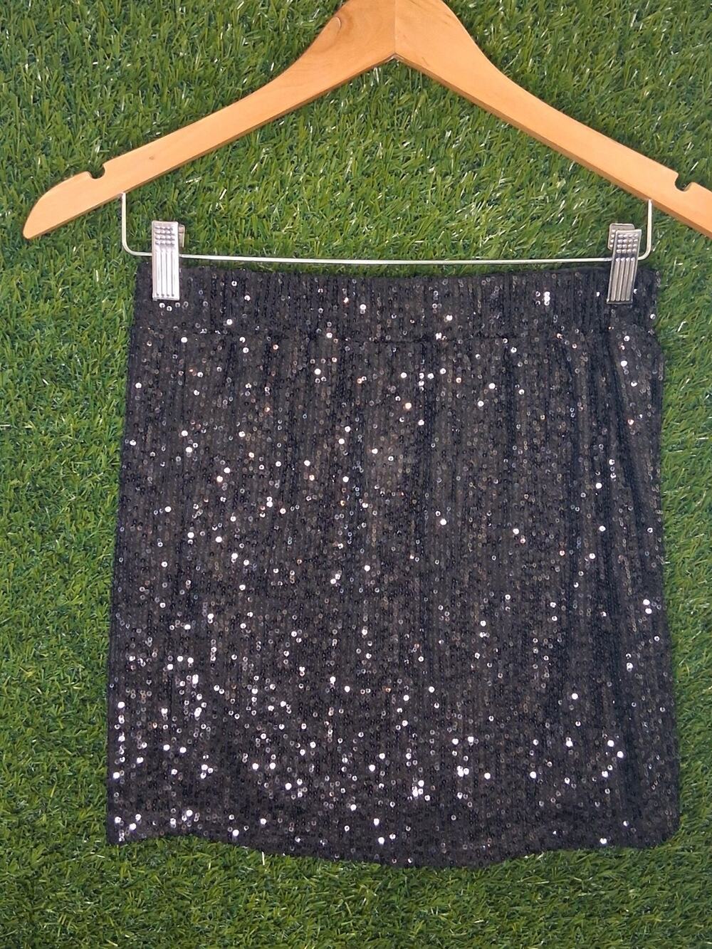Love On A Hanger Black Sequin Mini Skirt Size Small Sparkly Party Night Out